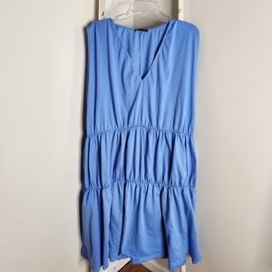 ZARA dress womens large Alice Blue tiered babydoll sleeveless midi